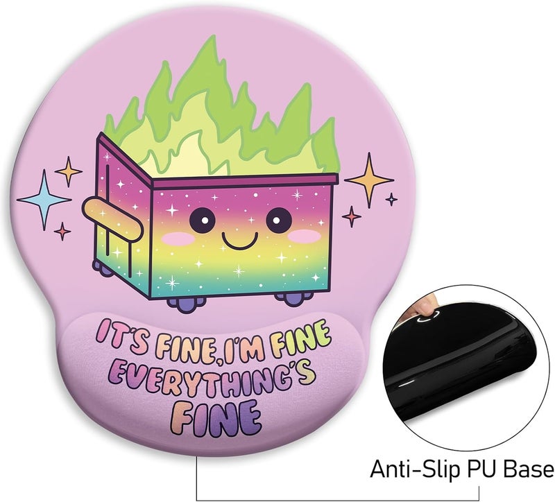 Blusabaca Dumpster on Fire Mouse Pad with Wrist Rest, Funny Cute Ergonomic Mouse Pads for Desk Wrist Support, Mousepad for Wireless Mouse Gaming Work Home Desk Accessories Office Supplies Decor Women - Image 5